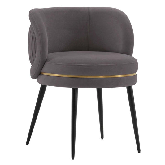 Manhattan Comfort Modern Kaya Plissé Velvet Dining Chair - Grey|Chaise de salle à manger moderne Kaya de Manhattan Comfort en velours plissé - grise
