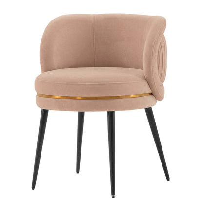 Manhattan Comfort Modern Kaya Plissé Velvet Dining Chair - Nude|Chaise de salle à manger moderne Kaya de Manhattan Comfort en velours plissé - couleur chair