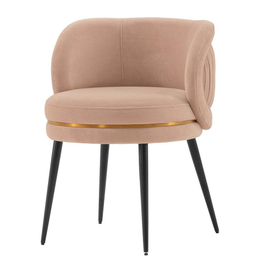 Manhattan Comfort Modern Kaya Plissé Velvet Dining Chair - Nude|Chaise de salle à manger moderne Kaya de Manhattan Comfort en velours plissé - couleur chair