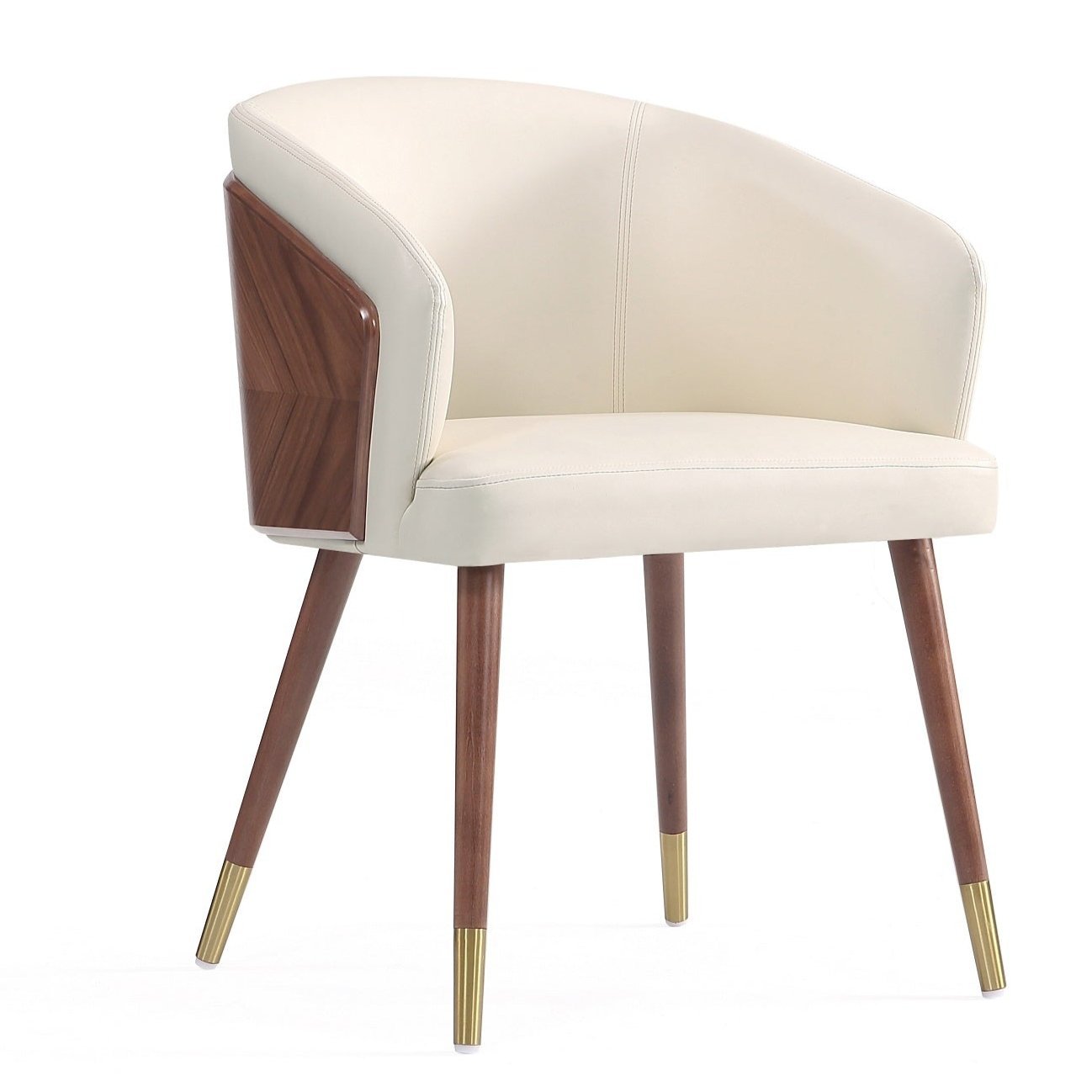 Manhattan Comfort Modern Reeva Dining Chair Upholstered Leatherette with Beech Wood Back &amp; Solid Woo|Chaise de salle à manger moderne Reeva de Manhattan Comfort revêtue de similicuir avec dossier en hê