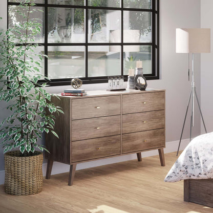 Commode Milo 6 tiroirs - Drifted Grey|Commode Milo à 6 tiroirs - gris délavé