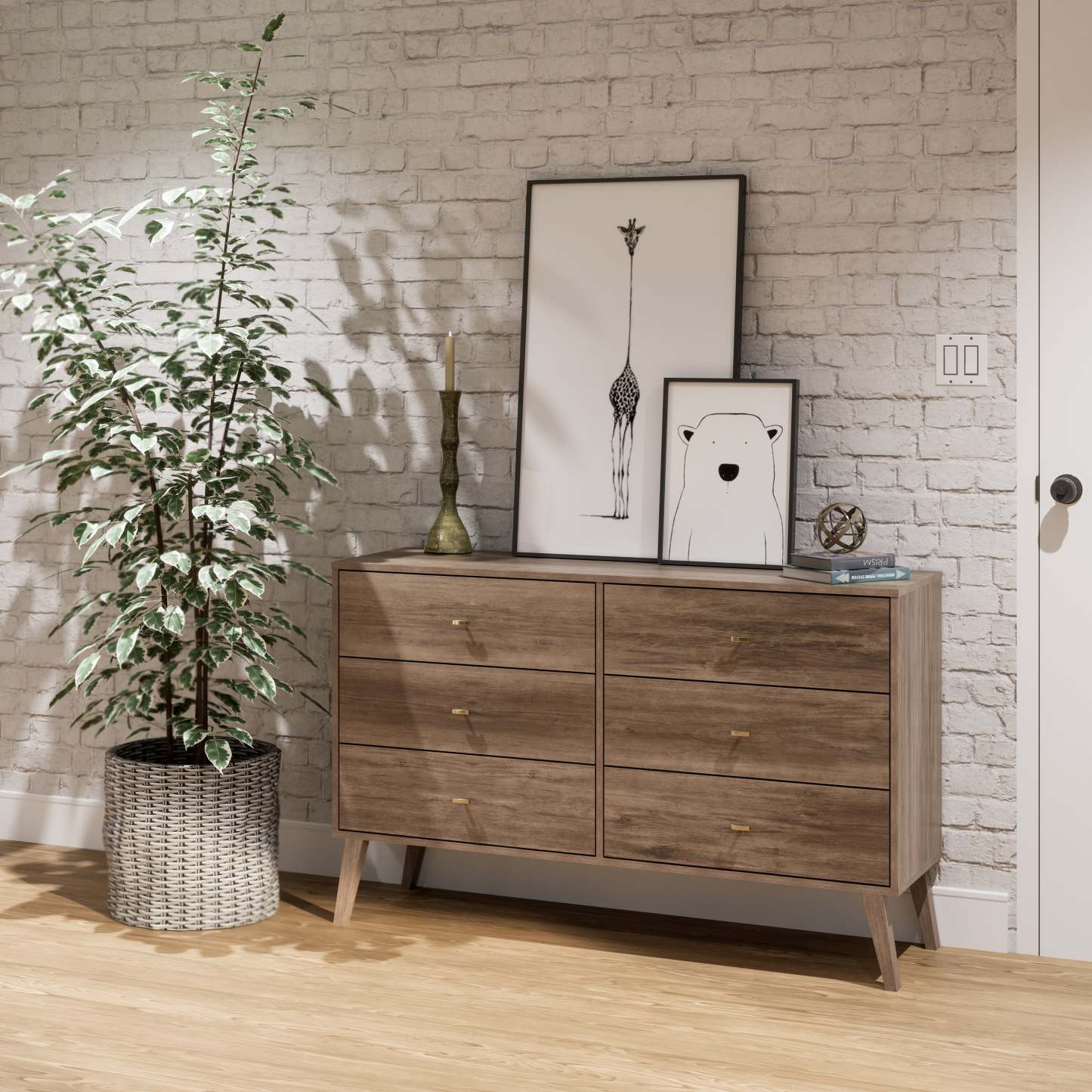 Commode Milo 6 tiroirs - Drifted Grey|Commode Milo à 6 tiroirs - gris délavé