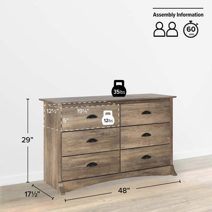 Salt Spring Kids 6-Drawer Dresser - Drifted Grey|Commode Salt Spring à 6 tiroirs pour enfants - gris délavé