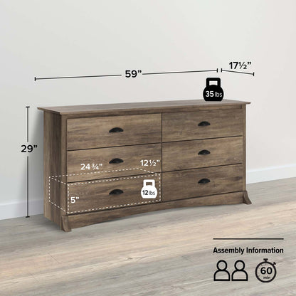 Salt Spring 6-Drawer Dresser - Drifted Grey|Commode Salt Spring à 6 tiroirs - gris délavé