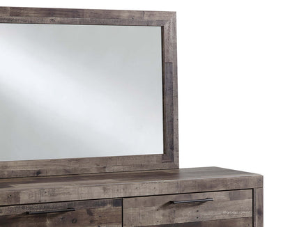 Ensemble de chambre à coucher Derekson 5 pièces pour enfants avec lit à panneau, commode et miroir, gris - format lit simple