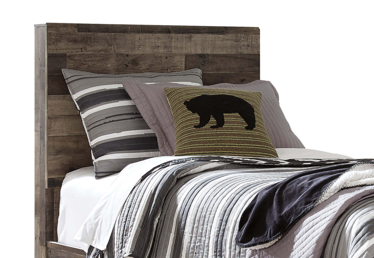 Ensemble de chambre à coucher Derekson 5 pièces pour enfants avec lit à panneau, commode et miroir, gris - format lit simple