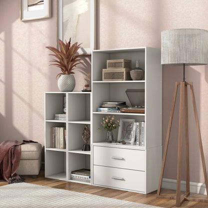 DH BASIC Système de rangement moderne en bois personnalisable et empilable - Étagères cubiques, armoire à tiroirs, bibliothèque avec portes par Denhour