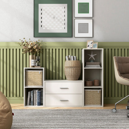 DH BASIC Système de rangement moderne en bois personnalisable et empilable - Étagères cubiques, armoire à tiroirs, bibliothèque avec portes par Denhour