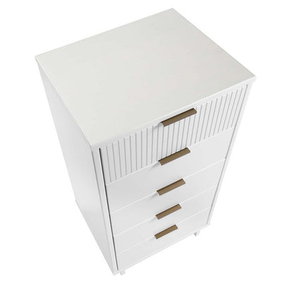 Manhattan Comfort Granville Tall 23.62 Modern Narrow Dresser with 5 Drawers - Blanc|Grande commode mince moderne Granville de Manhattan Comfort de 23,62 po avec 5 tiroirs - blanche