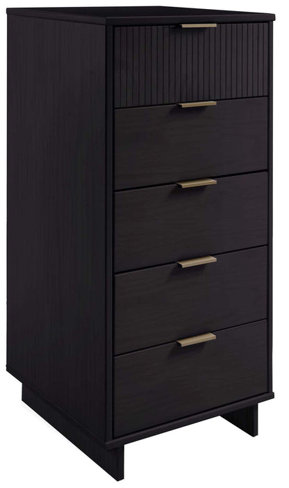 Manhattan Comfort Granville Tall 23.62 Modern Narrow Dresser with 5 Drawers - Black|Grande commode mince moderne Granville de Manhattan Comfort de 23,62 po avec 5 tiroirs - noire