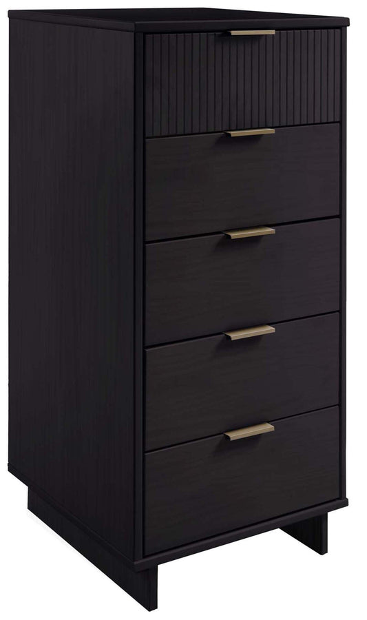 Manhattan Comfort Granville Tall 23.62 Modern Narrow Dresser with 5 Drawers - Black|Grande commode mince moderne Granville de Manhattan Comfort de 23,62 po avec 5 tiroirs - noire