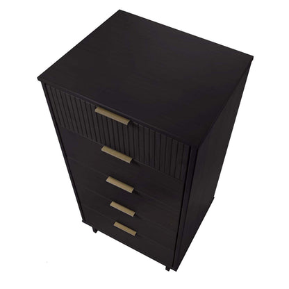Manhattan Comfort Granville Tall 23.62 Modern Narrow Dresser with 5 Drawers - Black|Grande commode mince moderne Granville de Manhattan Comfort de 23,62 po avec 5 tiroirs - noire