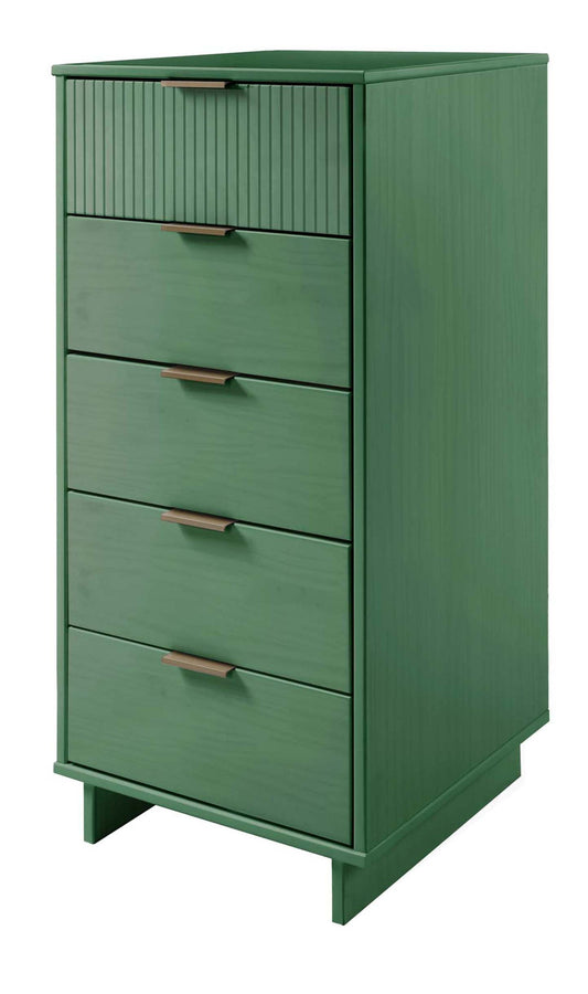 Manhattan Comfort Granville Tall 23.62 Modern Narrow Dresser with 5 Drawers - Sage Green|Grande commode mince moderne Granville de Manhattan Comfort de 23,62 po avec 5 tiroirs - vert sauge