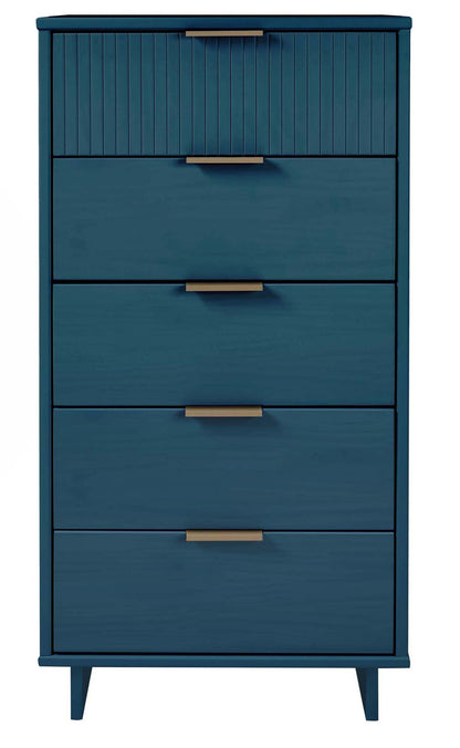 Manhattan Comfort Granville Tall 23.62 Modern Narrow Dresser with 5 Drawers - Midnight Blue|Grande commode mince moderne Granville de Manhattan Comfort de 23,62 po avec 5 tiroirs - bleu minuit