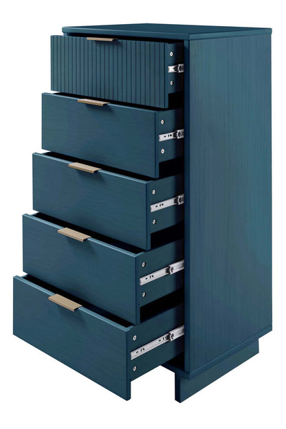 Manhattan Comfort Granville Tall 23.62 Modern Narrow Dresser with 5 Drawers - Midnight Blue|Grande commode mince moderne Granville de Manhattan Comfort de 23,62 po avec 5 tiroirs - bleu minuit