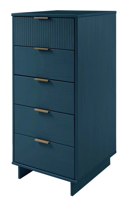 Manhattan Comfort Granville Tall 23.62 Modern Narrow Dresser with 5 Drawers - Midnight Blue|Grande commode mince moderne Granville de Manhattan Comfort de 23,62 po avec 5 tiroirs - bleu minuit