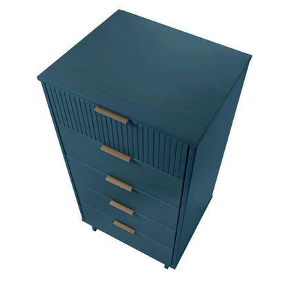 Manhattan Comfort Granville Tall 23.62 Modern Narrow Dresser with 5 Drawers - Midnight Blue|Grande commode mince moderne Granville de Manhattan Comfort de 23,62 po avec 5 tiroirs - bleu minuit