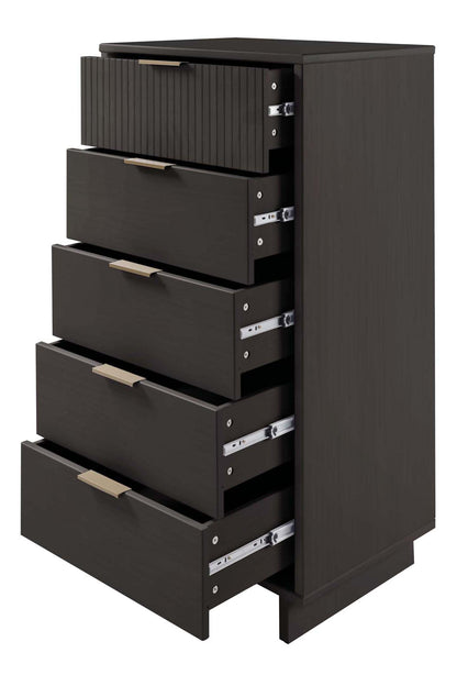 Manhattan Comfort Granville Tall 23.62 Modern Narrow Dresser with 5 Drawers - Dark Grey|Grande commode mince moderne Granville de Manhattan Comfort de 23,62 po avec 5 tiroirs - gris foncé