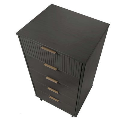 Manhattan Comfort Granville Tall 23.62 Modern Narrow Dresser with 5 Drawers - Dark Grey|Grande commode mince moderne Granville de Manhattan Comfort de 23,62 po avec 5 tiroirs - gris foncé