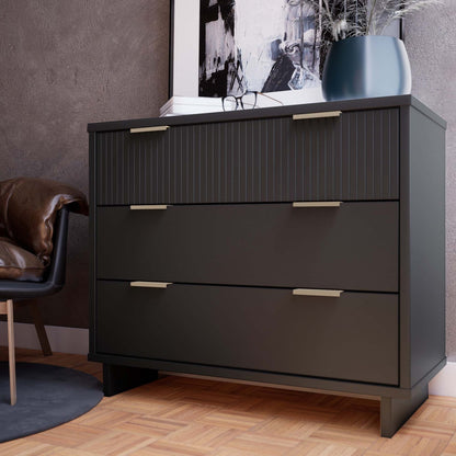 Manhattan Comfort Granville 38.18 Modern Dresser with 3 Drawers - Dark Grey|Commode moderne Granville de Manhattan Comfort de 38,18 po avec 3 tiroirs - gris foncé