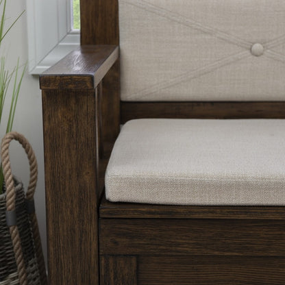 Banc d'entrée de rangement à couvercle rabattable en bois Dahlia