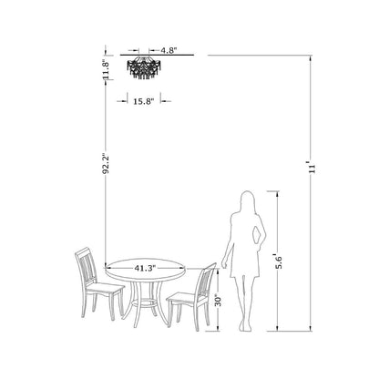 Plafonnier encastré Dalia Elegant à 3 lumières en cristal