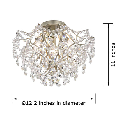 Plafonnier encastré Dalia Elegant à 3 lumières en cristal