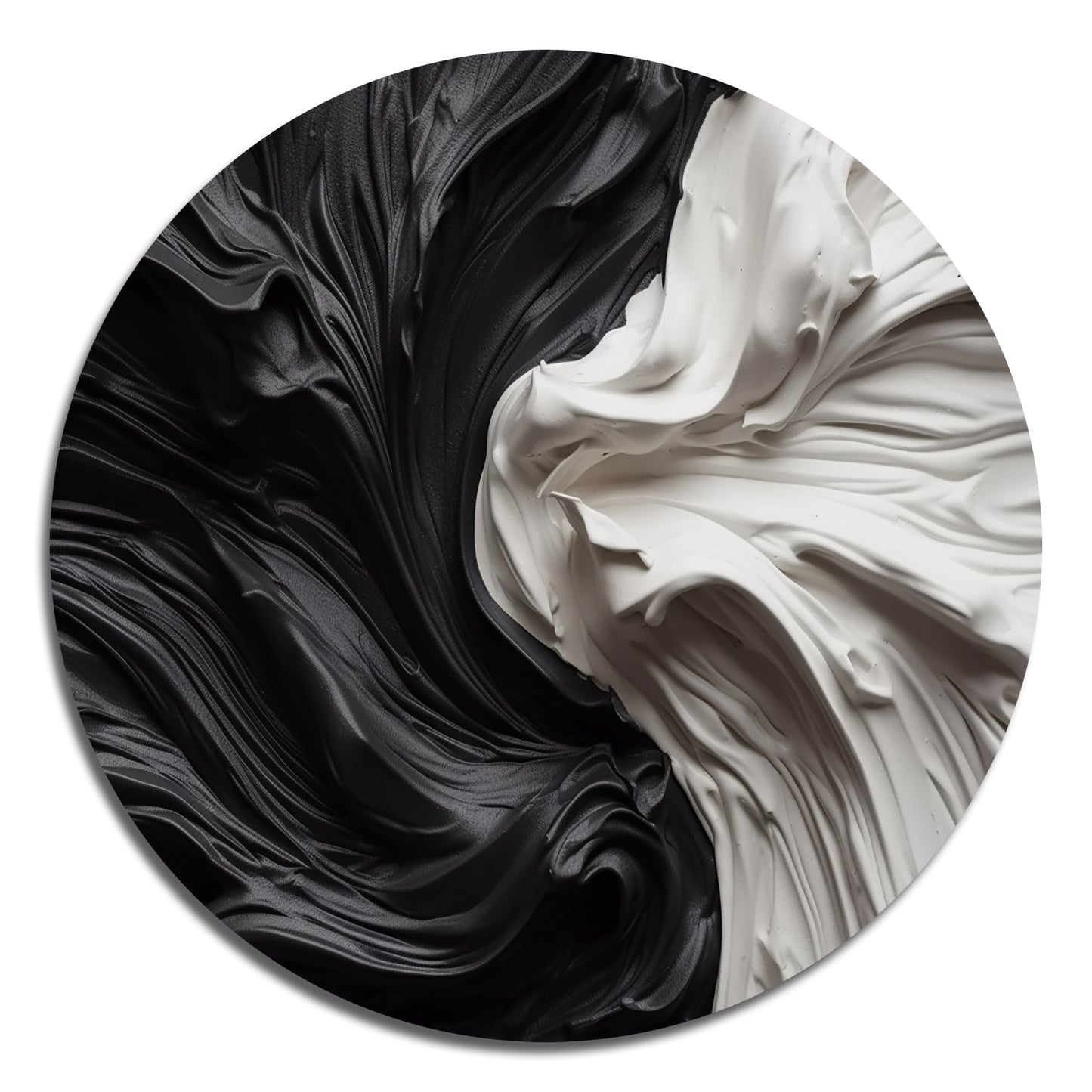 Designart Noir et Blanc Marbré Rêveur V Art Mural Rond Géométrique Moderne en Métal