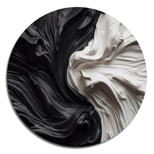 Designart Noir et Blanc Marbré Rêveur V Art Mural Rond Géométrique Moderne en Métal