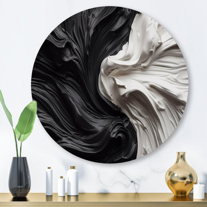 Designart Noir et Blanc Marbré Rêveur V Art Mural Rond Géométrique Moderne en Métal