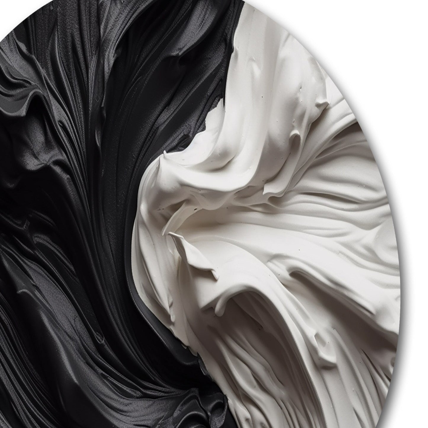 Designart Noir et Blanc Marbré Rêveur V Art Mural Rond Géométrique Moderne en Métal