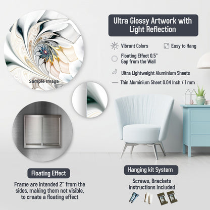 Designart Noir et Blanc Marbré Rêveur V Art Mural Rond Géométrique Moderne en Métal