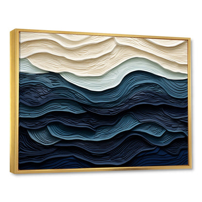 Designart Vague côtière bleue et blanche S Edge Décoration murale bleue minimaliste pour salon côtier Tableau sur toile encadrée