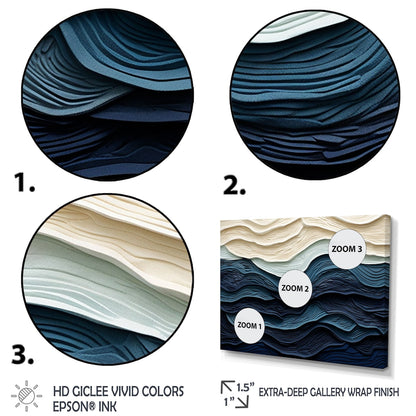 Designart Vague côtière bleue et blanche S Edge Décoration murale bleue minimaliste pour salon côtier Tableau sur toile encadrée