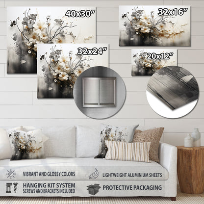 Designart Collage floral bohème et terrestre | Décoration murale abstraite en métal pour salon