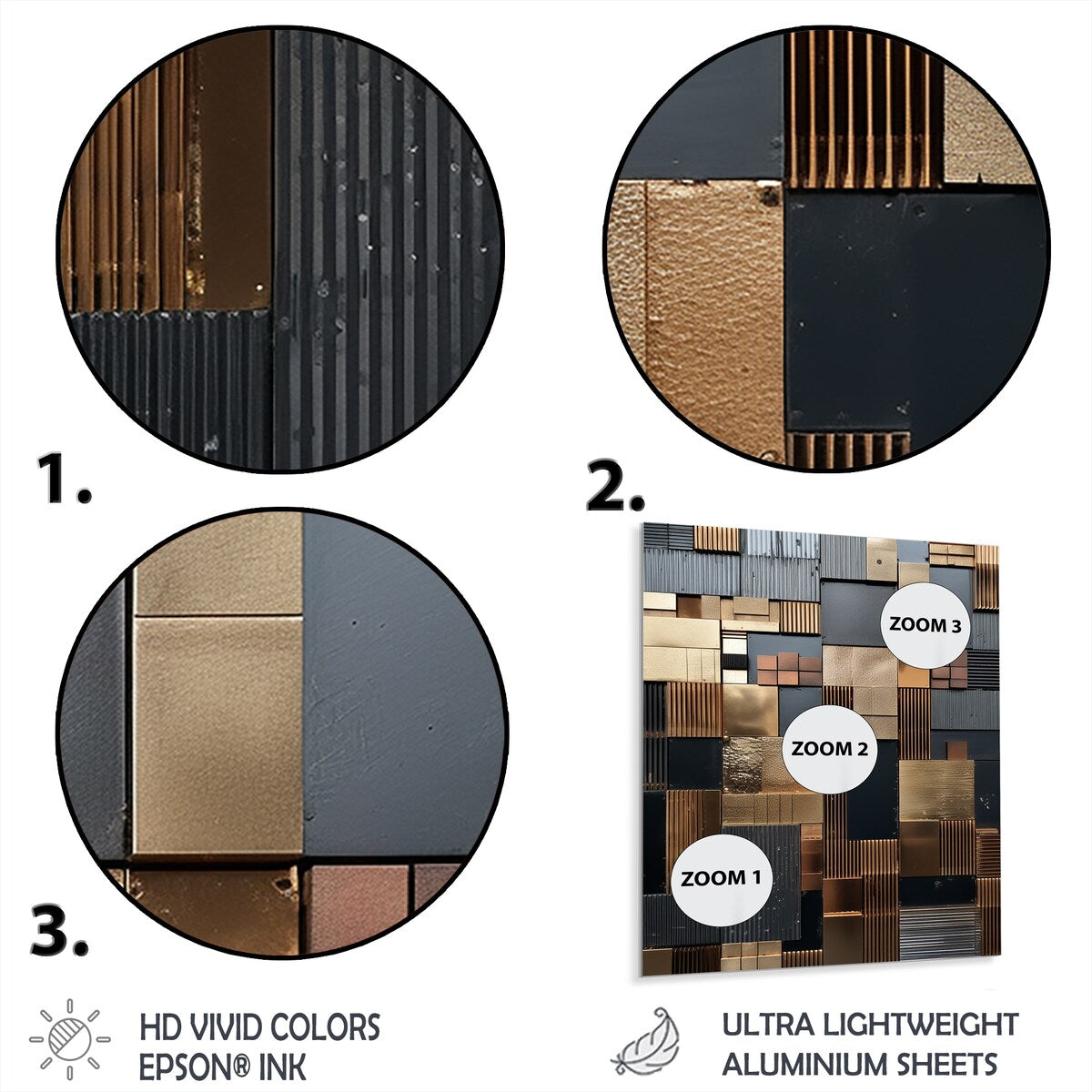 Designart Mosaïque de carreaux abstraits marron Charm Carreau abstrait Décoration murale en métal marron Décoration murale en métal moderne Œuvre d'art en métal