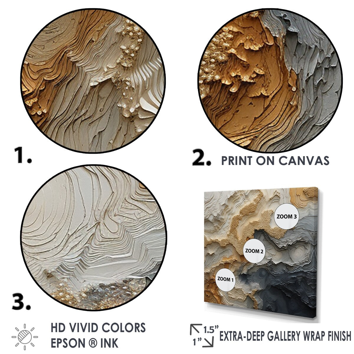 Designart Peinture abstraite en spirale de rivière or et beige Tableau sur toile encadrée