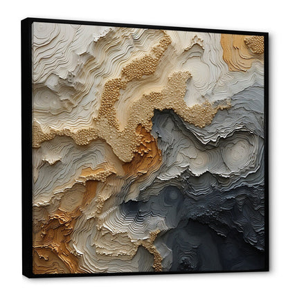 Designart Peinture abstraite en spirale de rivière or et beige Tableau sur toile encadrée