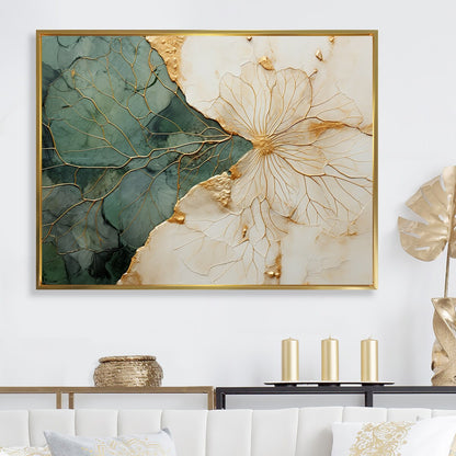 Designart Vert Or Minimalisme Poteries I Spirales Abstraites Art Mural Encadré Salon