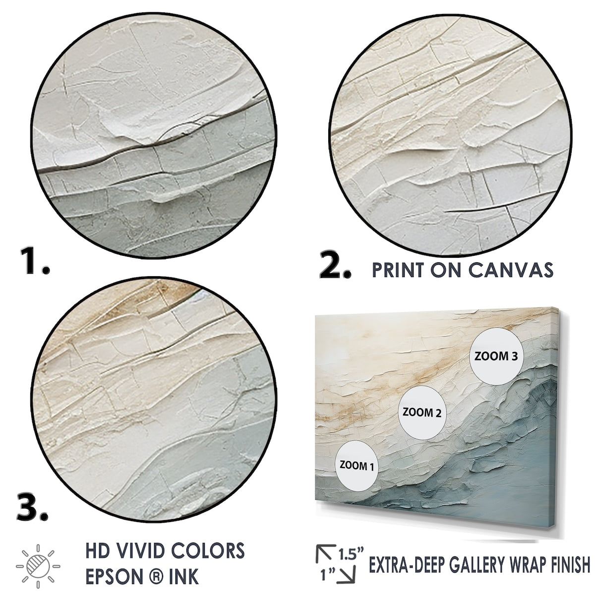 Décoration murale encadrée Designart Minimalisme Beige et Gris Vague Horizon I Minimalisme Côtier