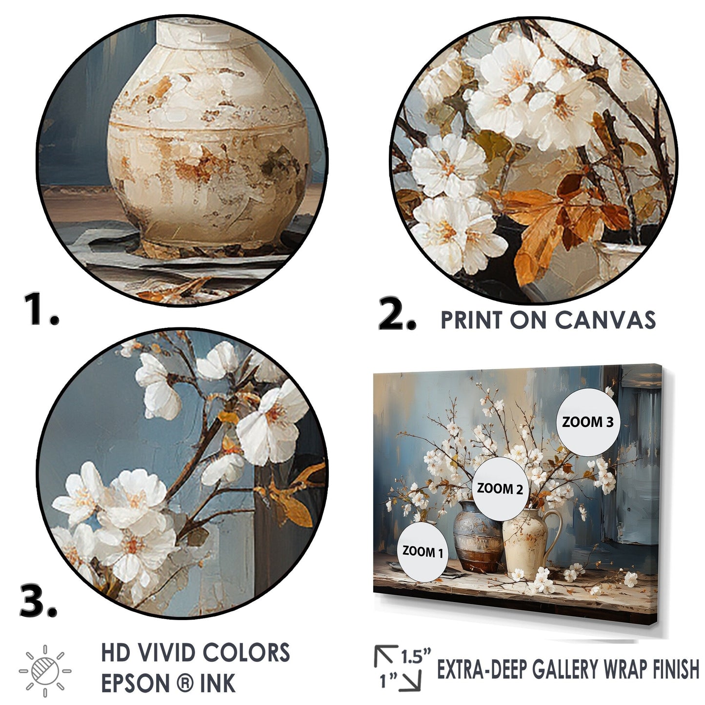 Nature morte en céramique et fleurs Designart I Arbre Toile murale