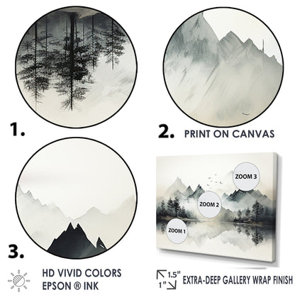 Designart Aquarelle Lac et Forêt Rêve I Paysage de Montagnes Toile Encadrée