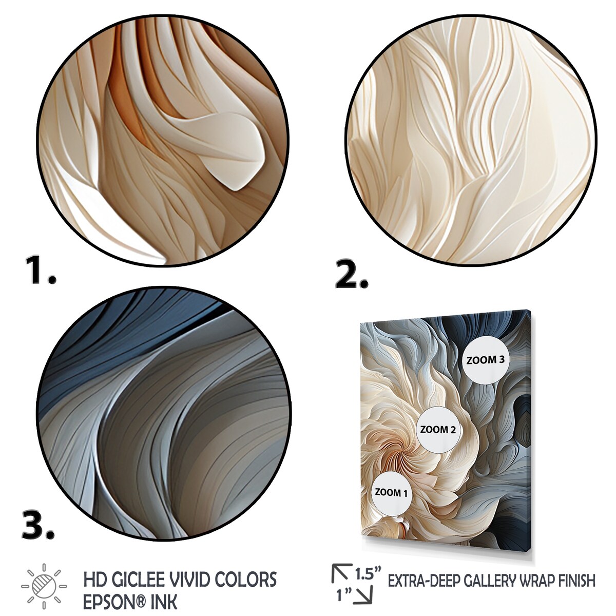 Designart Spirale de plumes blanches et bleues II Décoration murale géométrique abstraite bleue - Art mural encadré moderne pour entrée