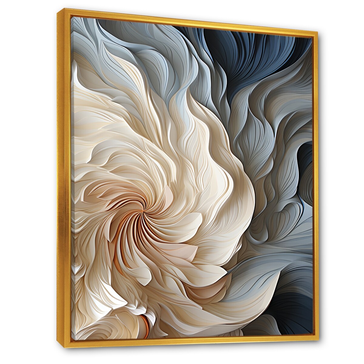 Designart Spirale de plumes blanches et bleues II Décoration murale géométrique abstraite bleue - Art mural encadré moderne pour entrée