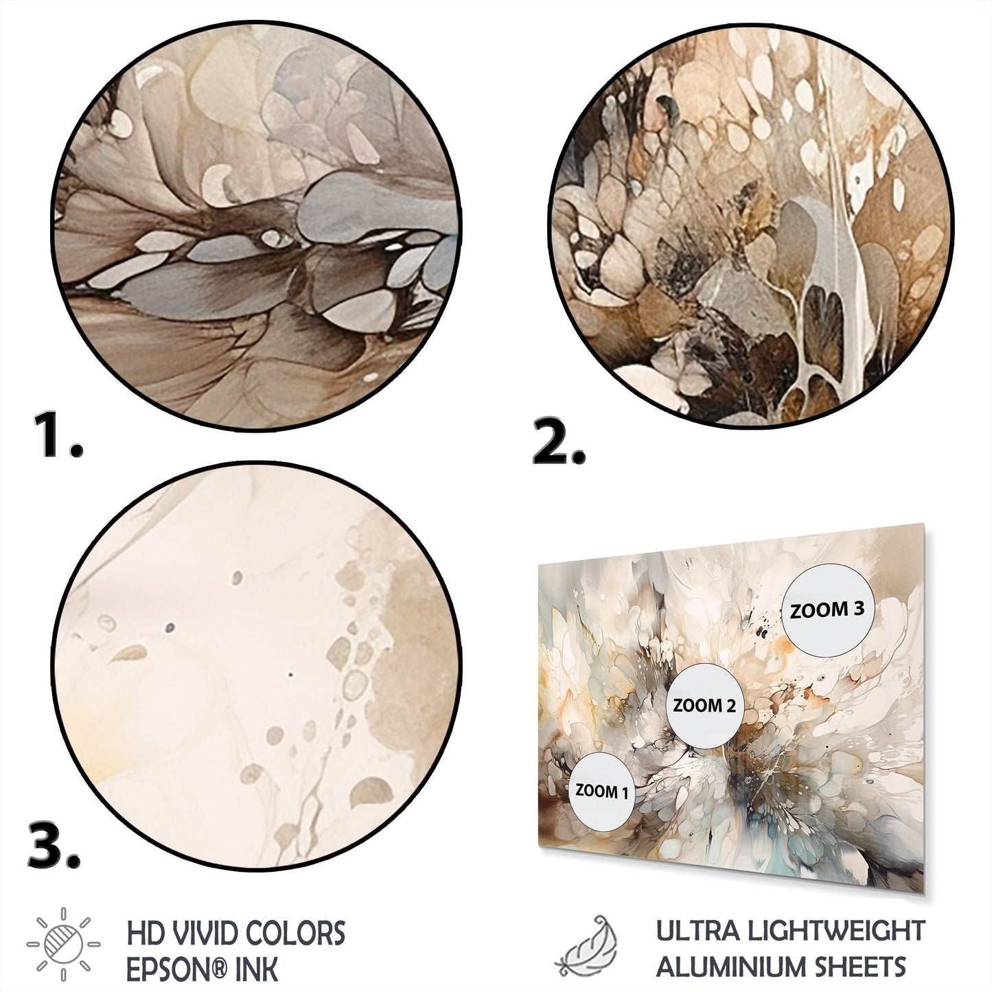 Designart Profondeurs géométriques blanches et grises I Art mural moderne en métal géométrique