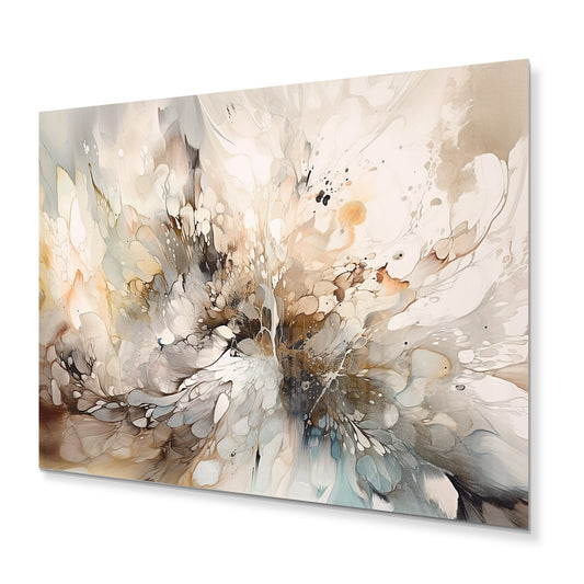 Designart Profondeurs géométriques blanches et grises I Art mural moderne en métal géométrique