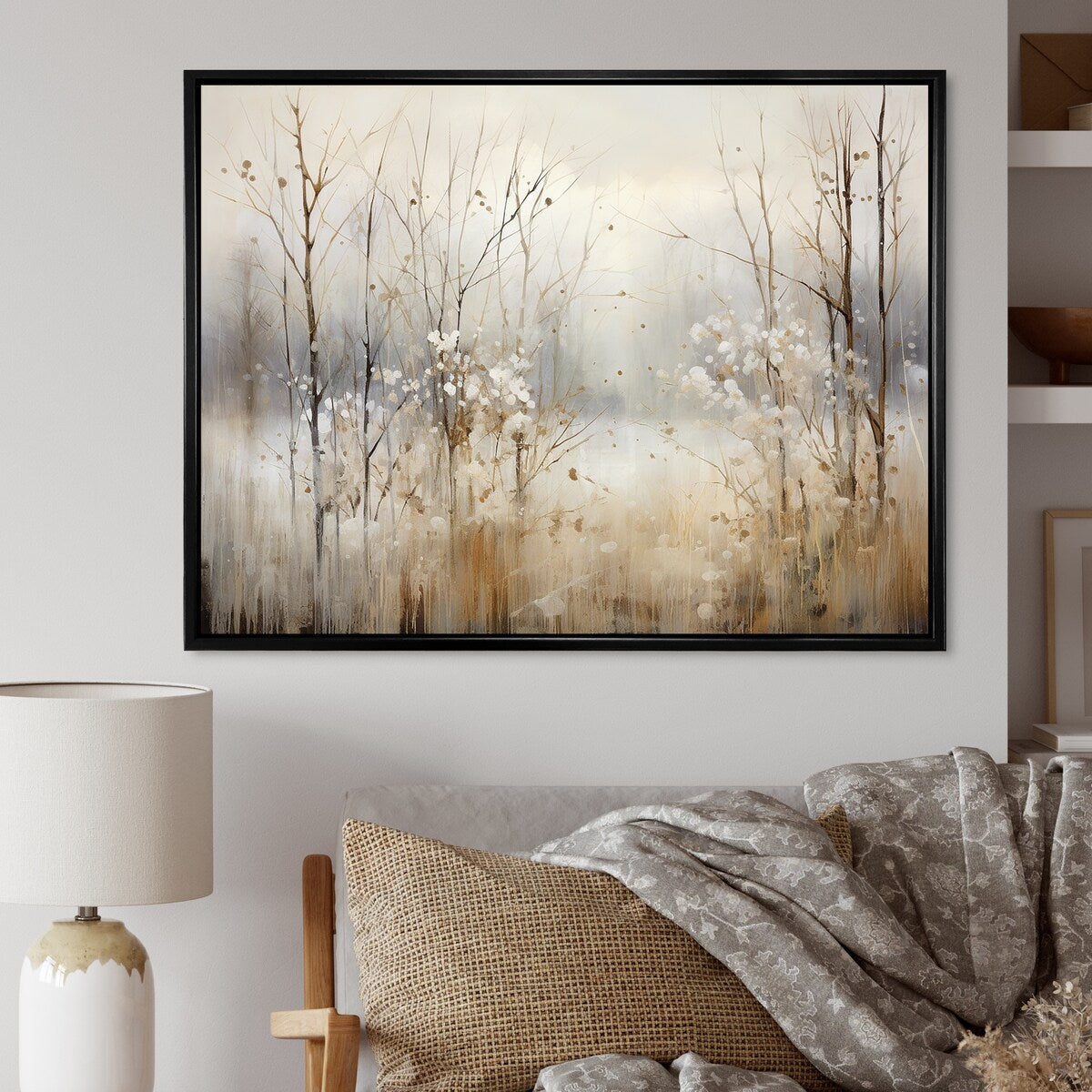 Décoration murale Designart Winter Meadow View Calmness II Meadow Grey - Toile encadrée pour chambre traditionnelle
