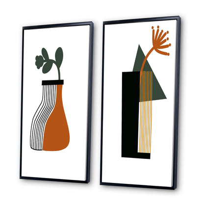 Designart Bohème Milieu du Siècle Typographie Géométrique VI Ensemble de 2 Œuvres Encadrées Géométriques