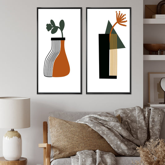 Designart Bohème Milieu du Siècle Typographie Géométrique VI Ensemble de 2 Œuvres Encadrées Géométriques