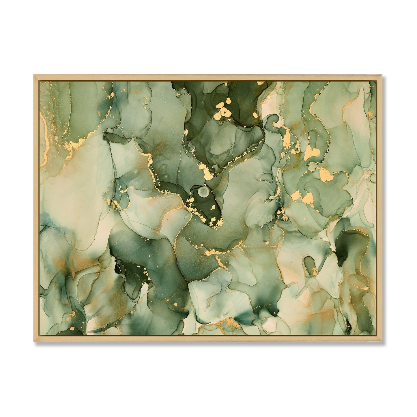 Designart Vert Luxe Abstrait Fluide Art I Impression sur Toile Encadrée Moderne